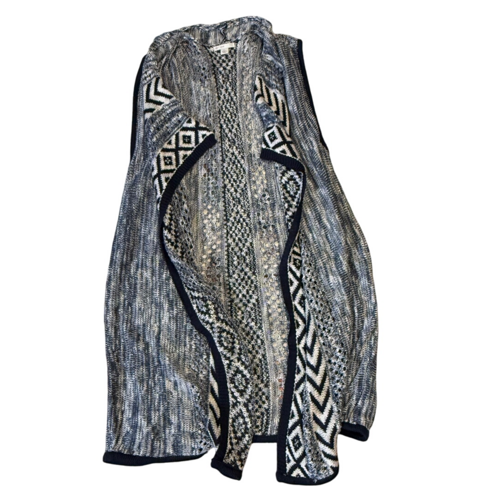 Est. 1946 Knit Cardigan Open Front Aztec Print Boho Sweater‎ Vest Large